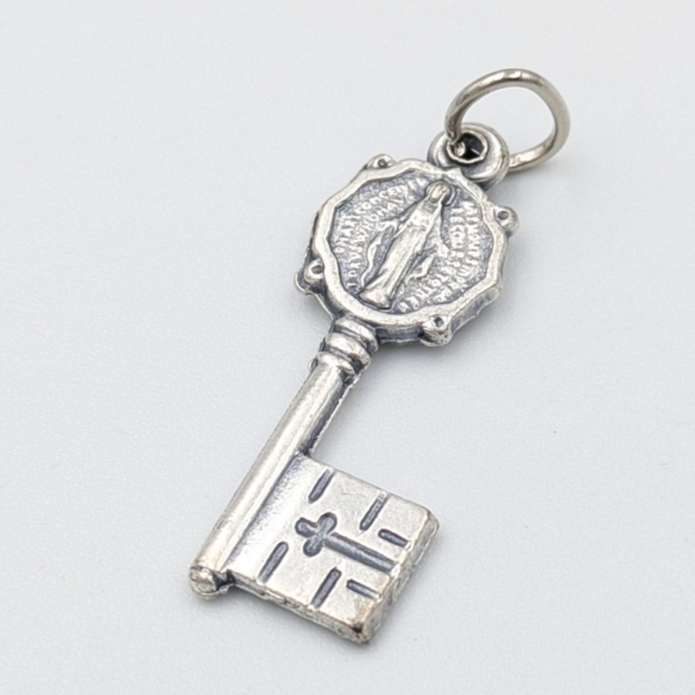 5/25$    Miraculous Medal Key Pendant, Catholic Key, Religious Key Pendant charm